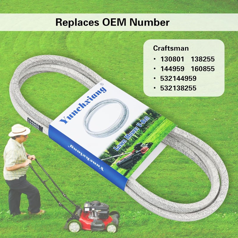 Dofank 532144959 Deck Belt Kevlar for 144959 Craftsman Deck Belt, Craftsman 42 inch Riding Mower LT1000, LT2000, YT3000, DYT4000, Replaces 130801, 160855, 138255, 532138255 - Aramid Cord, 1/2'' x 95'' - Image 4